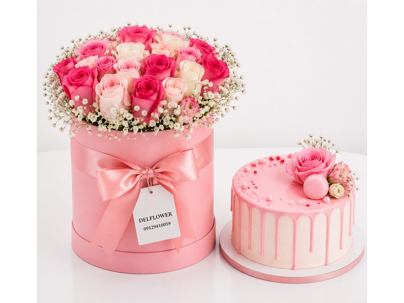 باکس گل و کیک برای مناسبت کوچک