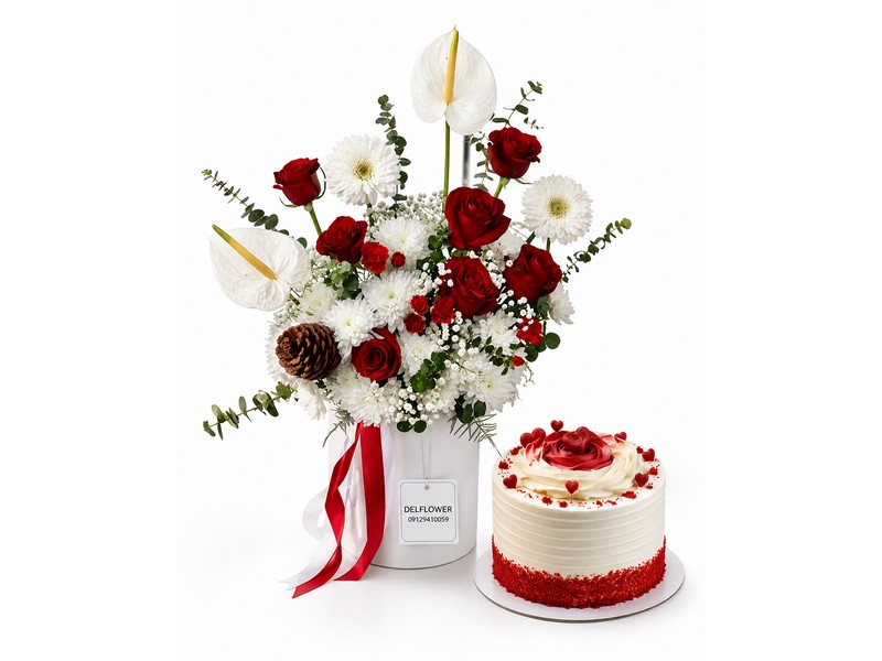 خرید گل و کیک برای یادبود زیبا