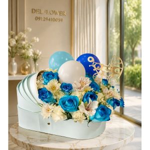 گل نوزاد با تم سبز؛ هدیه‌ای برای تبریک تولد نوزاد